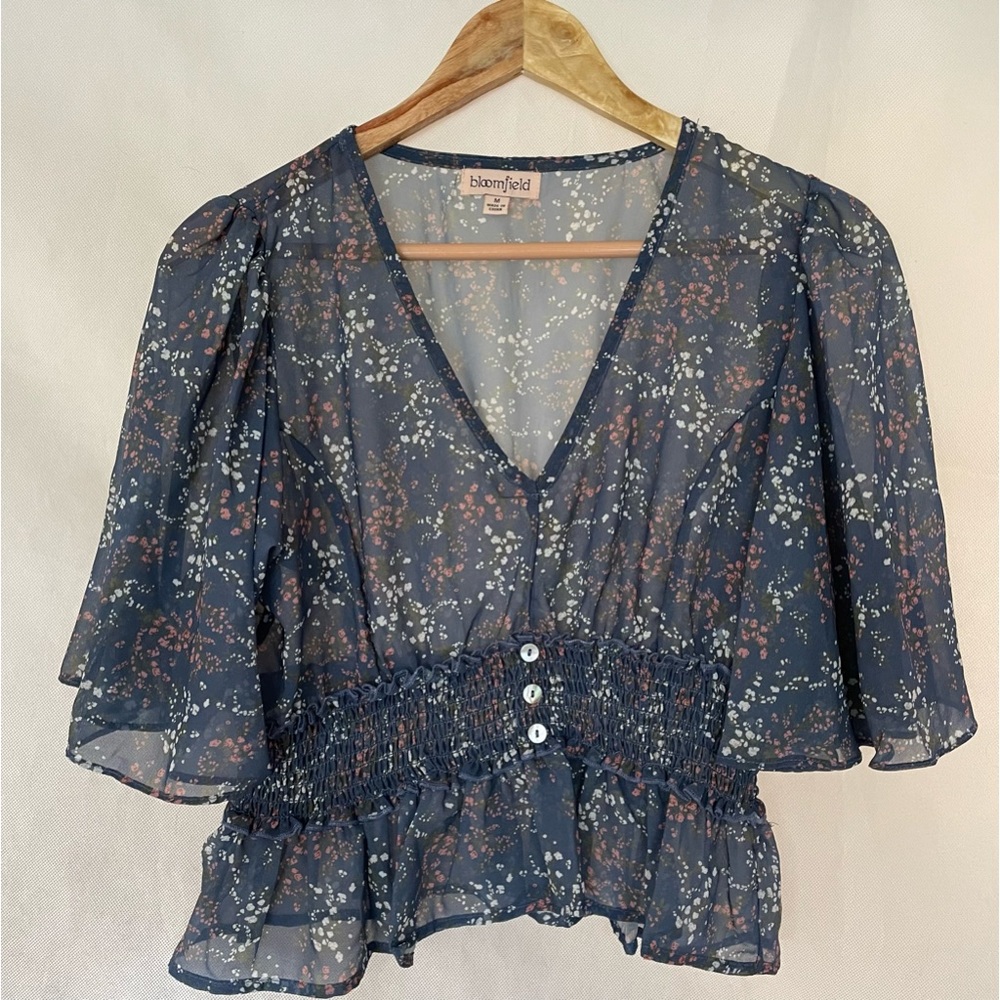 Women’s Indie Flowery Sheer Flowy Blouse